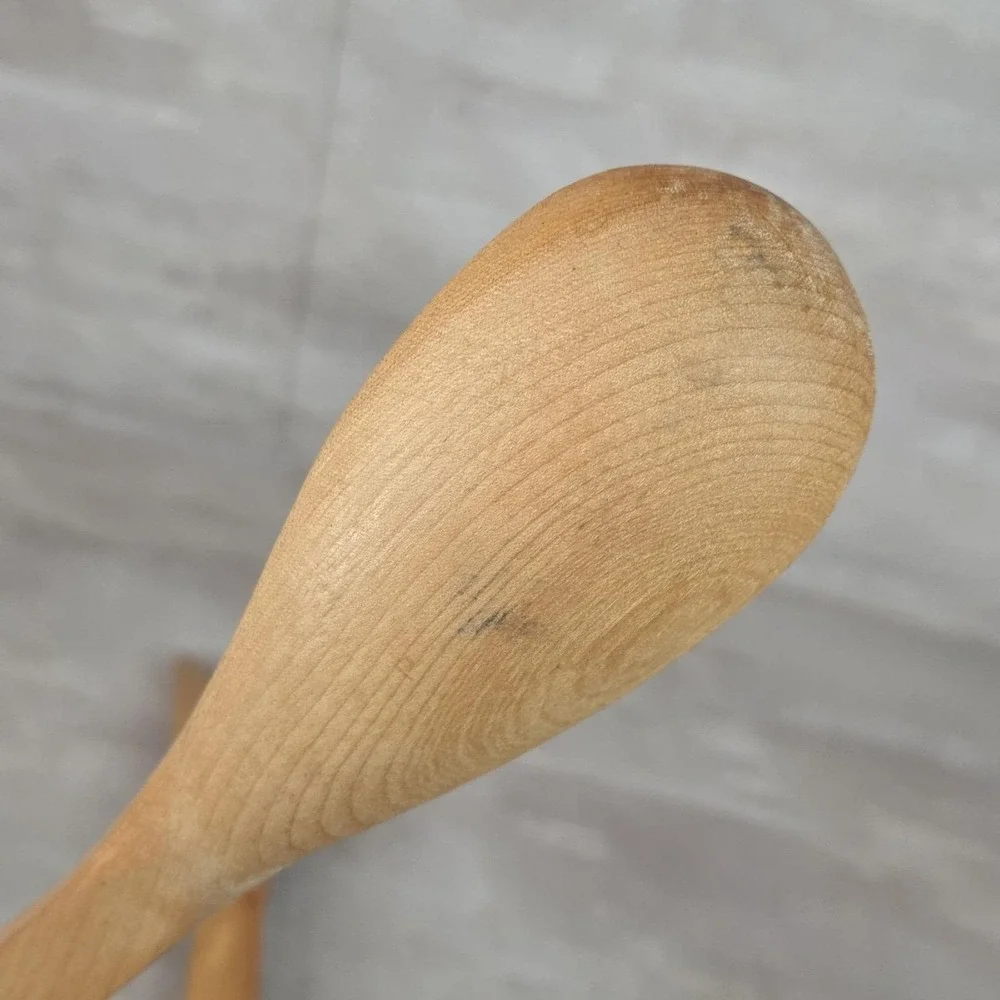 Vintage Primitive Wooden Salad Spoon Fork Set Marked  Made in Occupied Japan MCM
